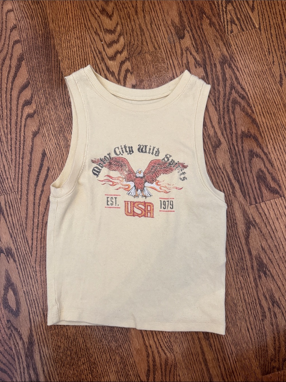 Hollister Cream Graphic Eagle USA Tank Top